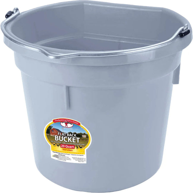 Bucket 20 Qt Poly Flat Back Gray