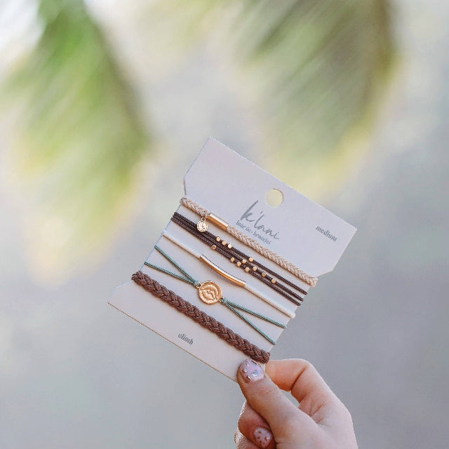 K'lani "Climb" Natural Colors with Gold Mountain Accent Hair Tie Bracelets