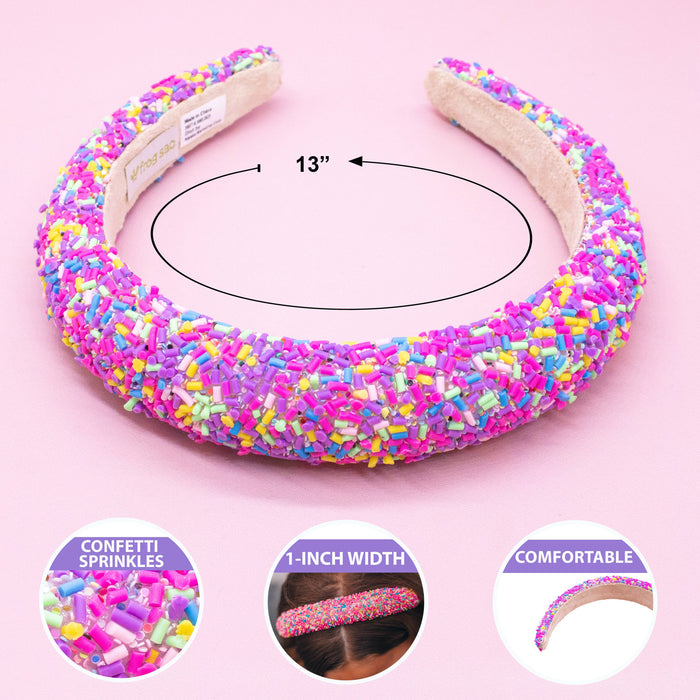 Chunky Puffy Sprinkles Headband, Light Blue