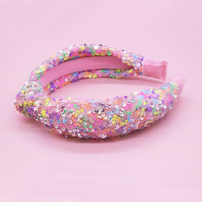 Rainbow Sparkly Sequin Knot Headband