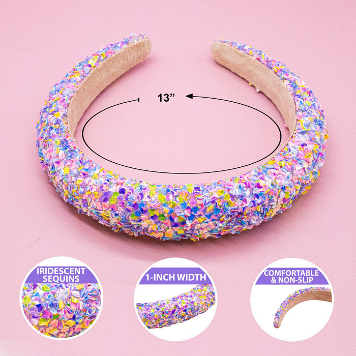 Chunky Padded Sparkly Headband, Assorted Colors
