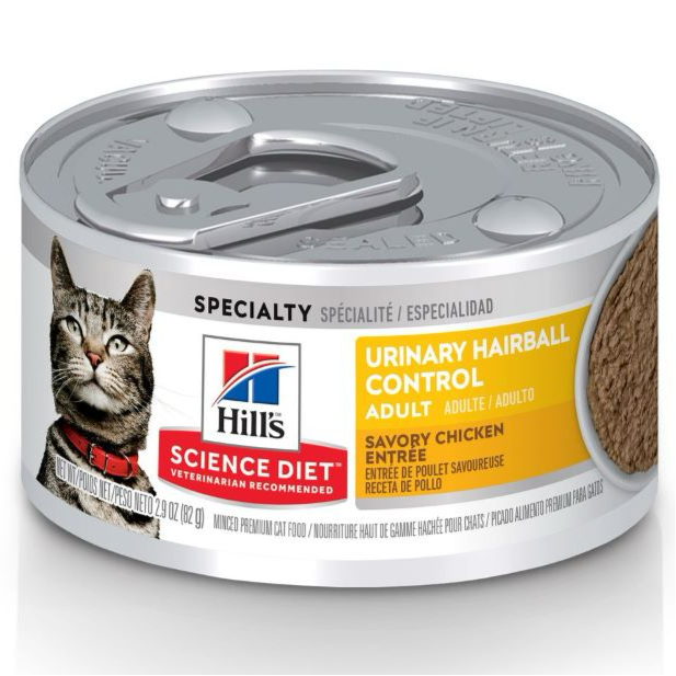 Science Diet Hill's Science Diet Adult Urinary & Hairball Canned Cat Food, Savory Chicken, 2.9-oz Can