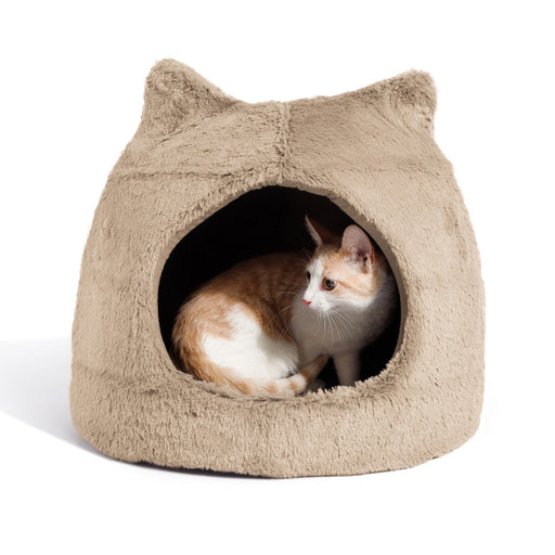 Meow Hut Fur Pet Bed, Wheat