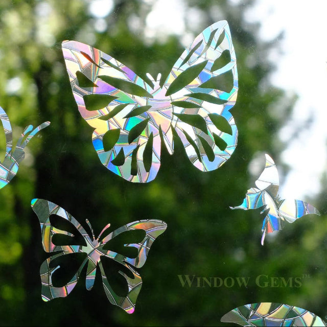 Window Gems Butterflies 8 Piece Prismatic Window Decals