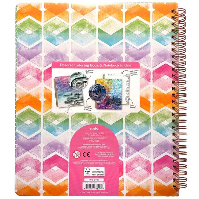 OOLY Artful Notes Reverse Coloring Notebook - Geoscape