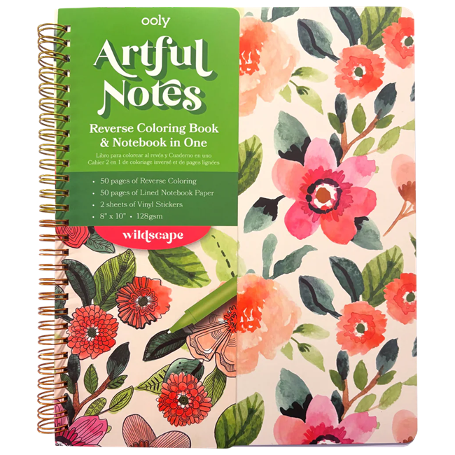 OOLY Artful Notes Reverse Coloring Notebook - Wildscape