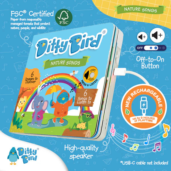 Ditty Bird Nature Songs Sound Book | USB-C Rechargeable