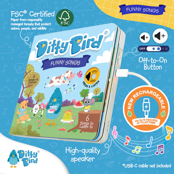 Ditty Bird Funny Songs Sound Book | USB-C Rechargeable