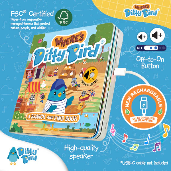 Where's Ditty Bird? Search & Find Sound Book | USB-C Rechargeable