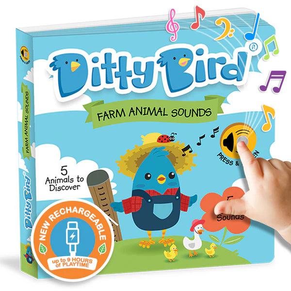 Ditty Bird Farm Animal Sounds Sound Book | USB-C Rechargeable