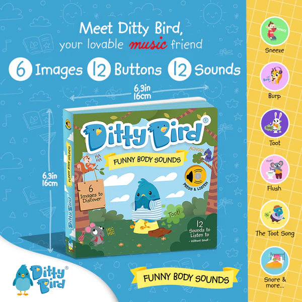 Ditty Bird Funny Body Sounds Sound Book | USB-C Rechargeable