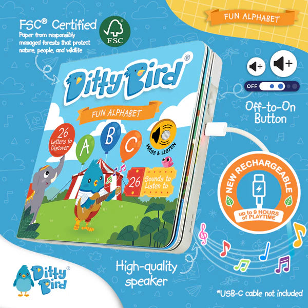 Ditty Bird ABC Fun Alphabet Song Book | USB-C