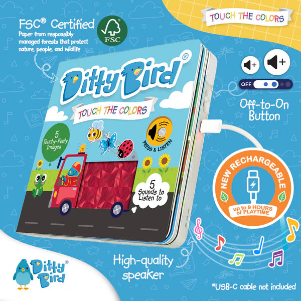 Ditty Bird Touch the Colors Sound Book | USB-C Rechargeable