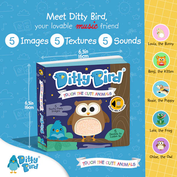 Ditty Bird Touch the Cute Animals Sound Book | USB-C Rechargeable