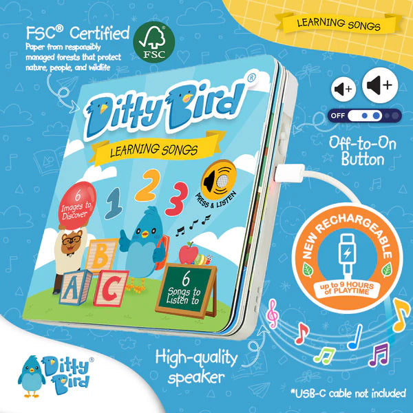 Ditty Bird Learning Songs Sound Book | USB-C Rechargeable