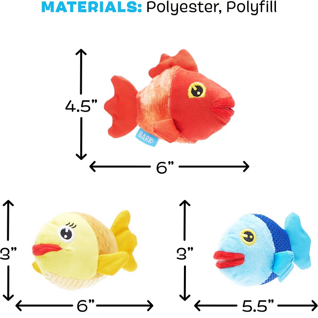 Bark The Groupers 3-in-1 Squeaky Plush Dog Toy