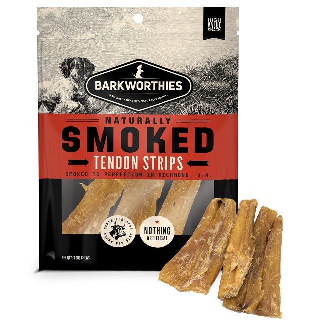 Barkworthies Naturally Smoked Tendon Strips - 3 Pack