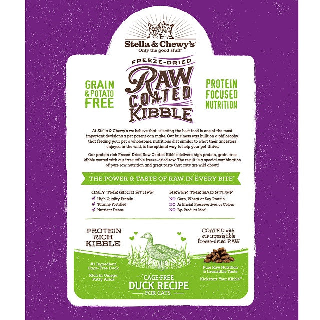 Stella & Chewy's Raw Coated Grain-Free Kibble Cage-Free Duck Recipe Cat Food 5-lb