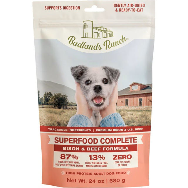 Badlands Ranch Superfood Complete Bison & Beef Air-Dried Dog Food 24 oz.