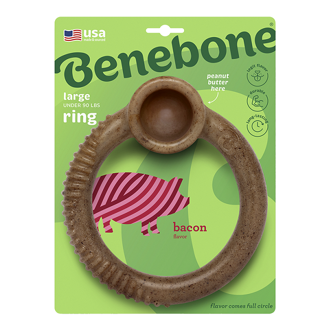 Benebone Ring Bacon Dog Chew, Large