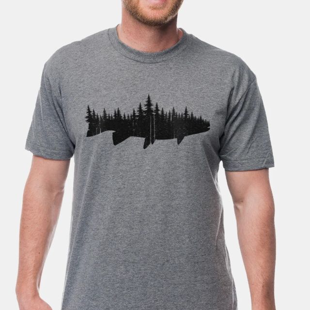 Men's Fish and Forest T-Shirt, Heather Grey