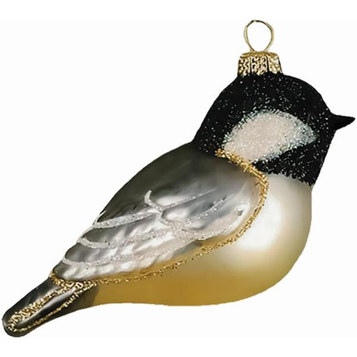 Black Capped Chickadee Blown Glass Ornament