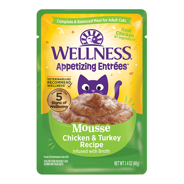 Wellness Appetizing Entrees Mousse Chicken & Turkey Grain-Free Wet Cat Food Pouch
