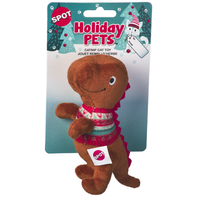 SPOT Holiday Dinosaur Cat Toy 6in, Assorted