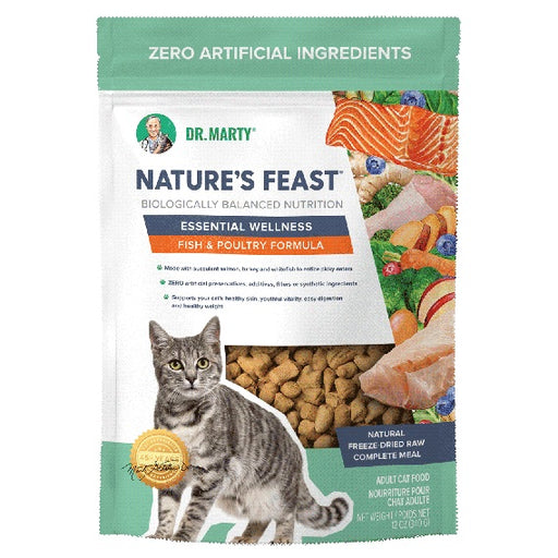 Nature’s Feast Essential Wellness Fish & Poultry 12 oz. Premium Freeze-Dried Raw Cat Food by Dr. Marty