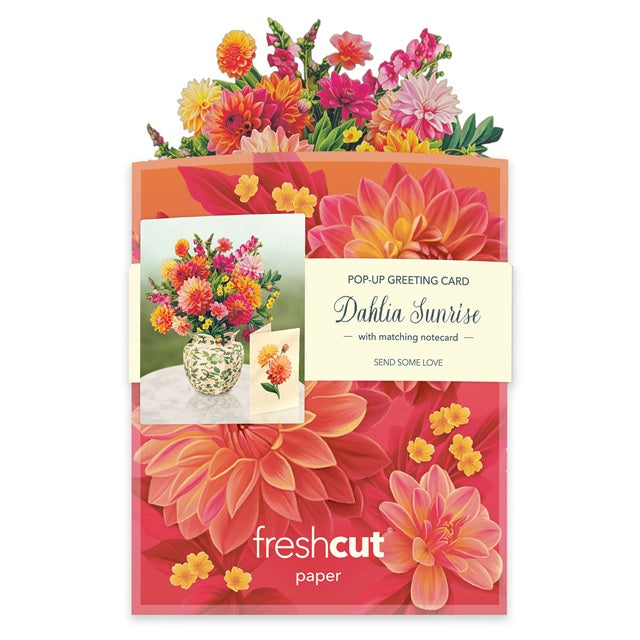 FreshCut Paper Pop Up Mini Sunrise Dahlia 3D Greeting Card