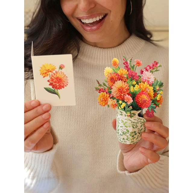 FreshCut Paper Pop Up Mini Sunrise Dahlia 3D Greeting Card