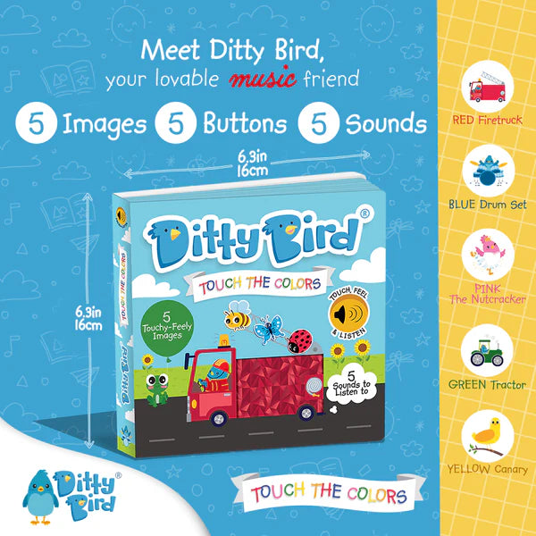 Ditty Bird Touch the Colors Sound Book | USB-C Rechargeable