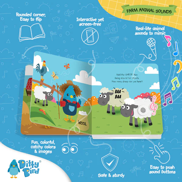 Ditty Bird Farm Animal Sounds Sound Book | USB-C Rechargeable