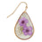 Lovely Lavender Dried Flower Gold Teardrop Earrings