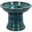 Round Ceramic Bird Bath with Bird Detail - "Petrol"/Blue Glaze