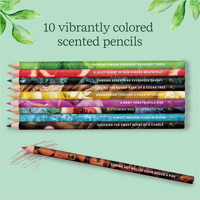 Lifelines Rub & Sniff Scented Colored Pencils, 10-Pack Earth Tones Palette