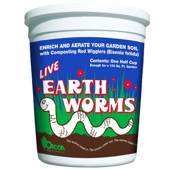 Red Wiggler Live Composting Earthworms, Half Cup - Orcon