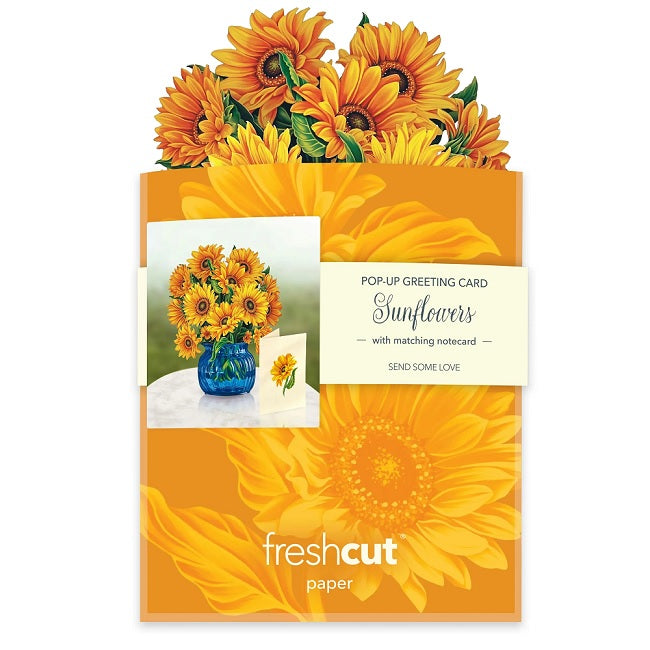 FreshCut Paper Pop Up Mini Sunflowers 3D Greeting Card