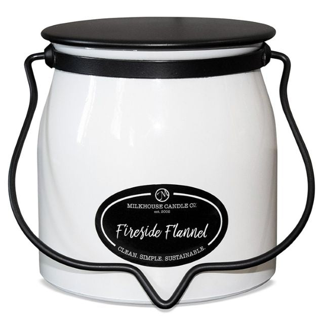 Milkhouse Creamery Collection Soy Candle: Fireside Flannel, 16-oz. Butter Jar