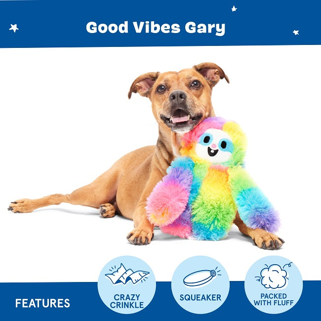 Bark Good Vibes Gary Rainbow Sloth Plush Dog Toy