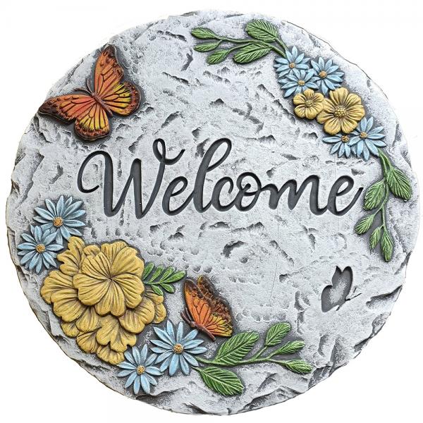 Welcome Floral Decorative Stepping Stone