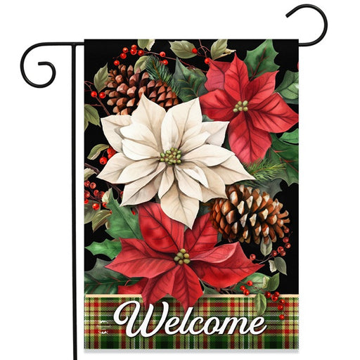 Mixed Poinsettias Welcome Winter Garden Flag