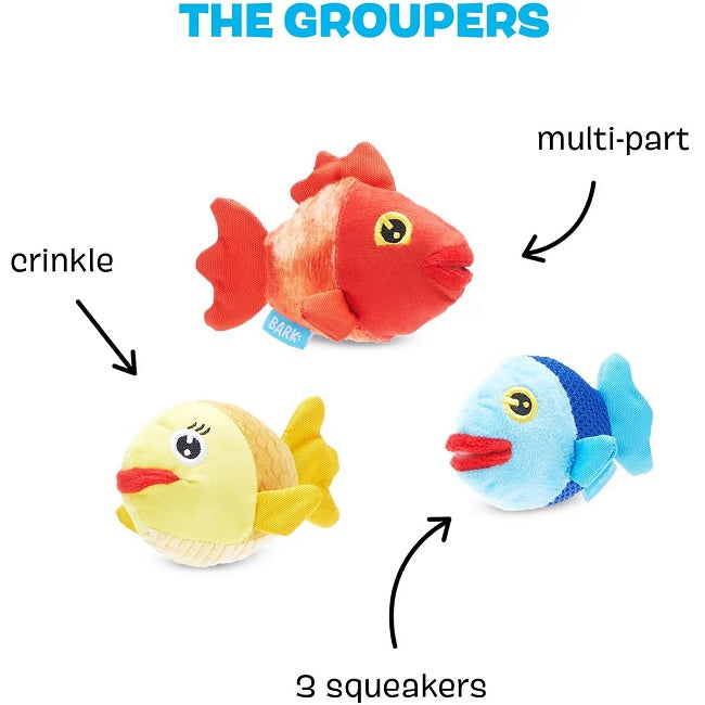 Bark The Groupers 3-in-1 Squeaky Plush Dog Toy