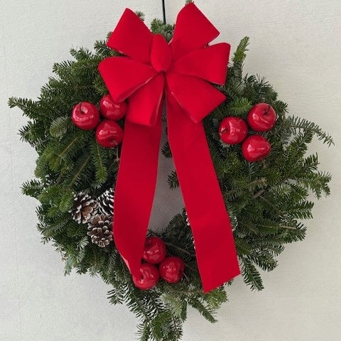 Fraser Fir Decorated Wreath, 12-inch Ring