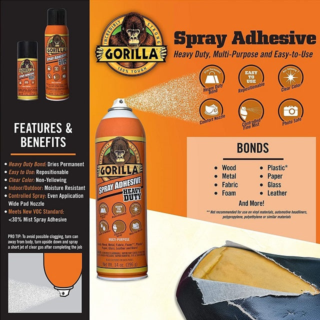 Gorilla Heavy Duty Spray Adhesive 14 oz.