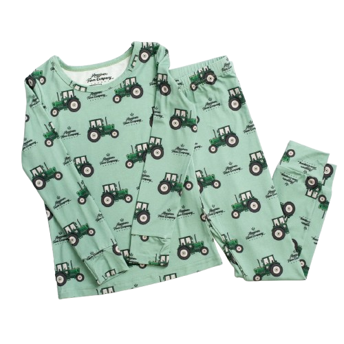 Toddler Green Tractors Bamboo Long Sleeve Pajama Set