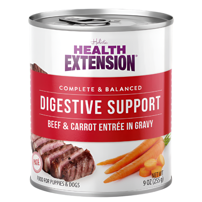Health Extension Digestive Support Dog Food, Beef & Carrot Entrée in Gravy 9oz Can