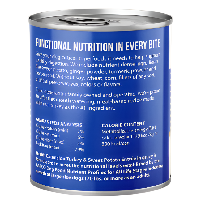 Health Extension Digestive Support Dog Food, Turkey & Sweet Potato Entrée in Gravy 9oz Can