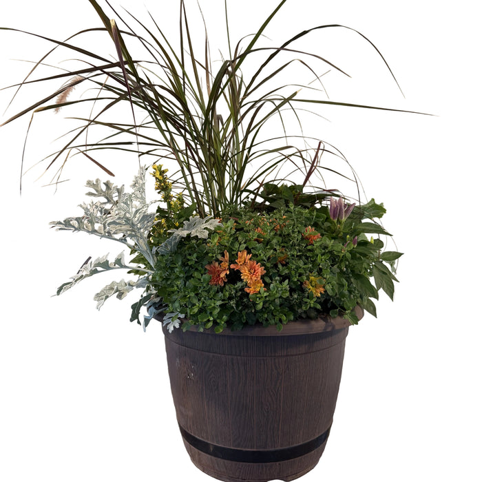 Whiskey Barrel Annual Patio Pot, 15-Inch