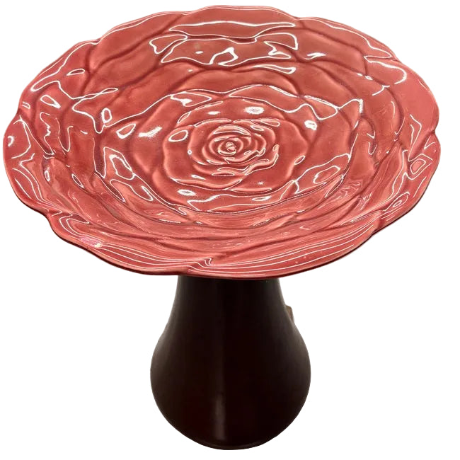 Birdbath, Ceramic Rose Design